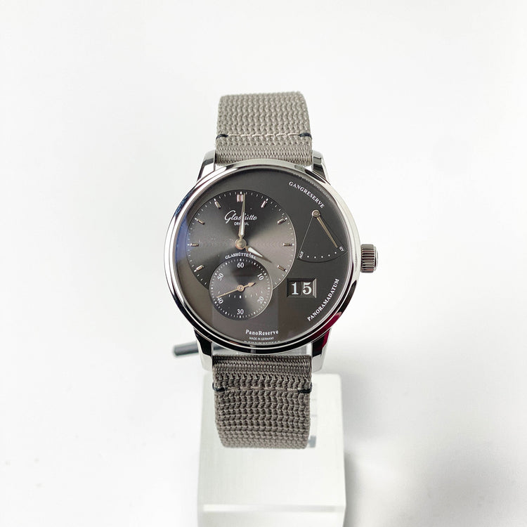 Glashütte Original PanoReserve Black 40mm textile strap with folding clasp