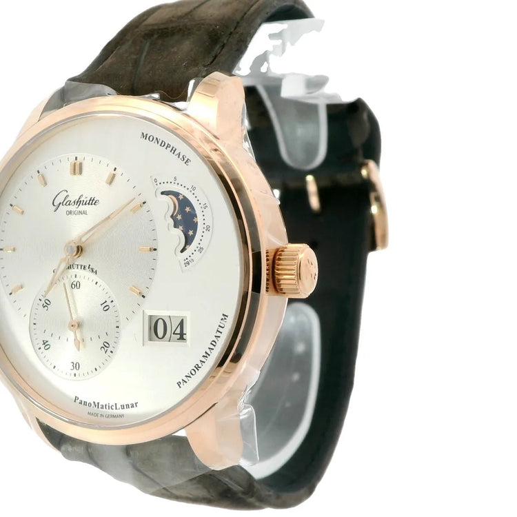 Glashütte Original PanoMaticLunar Red Gold 40mm Silver Dial - Duci Watches