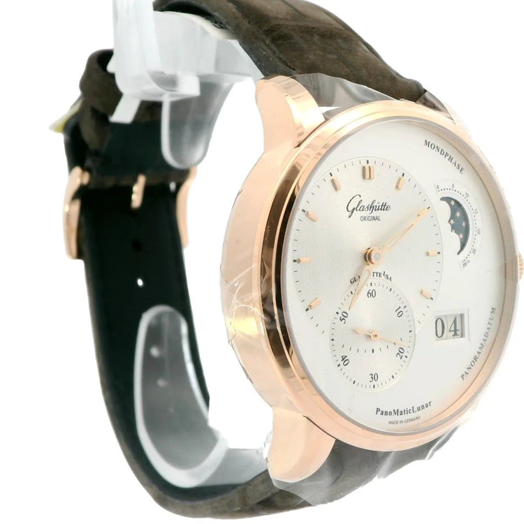 Glashütte Original PanoMaticLunar Red Gold 40mm Silver Dial - Duci Watches