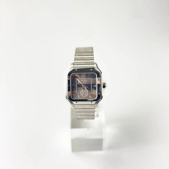 Santos De Cartier Dual Time gray Dial - Duci Watches