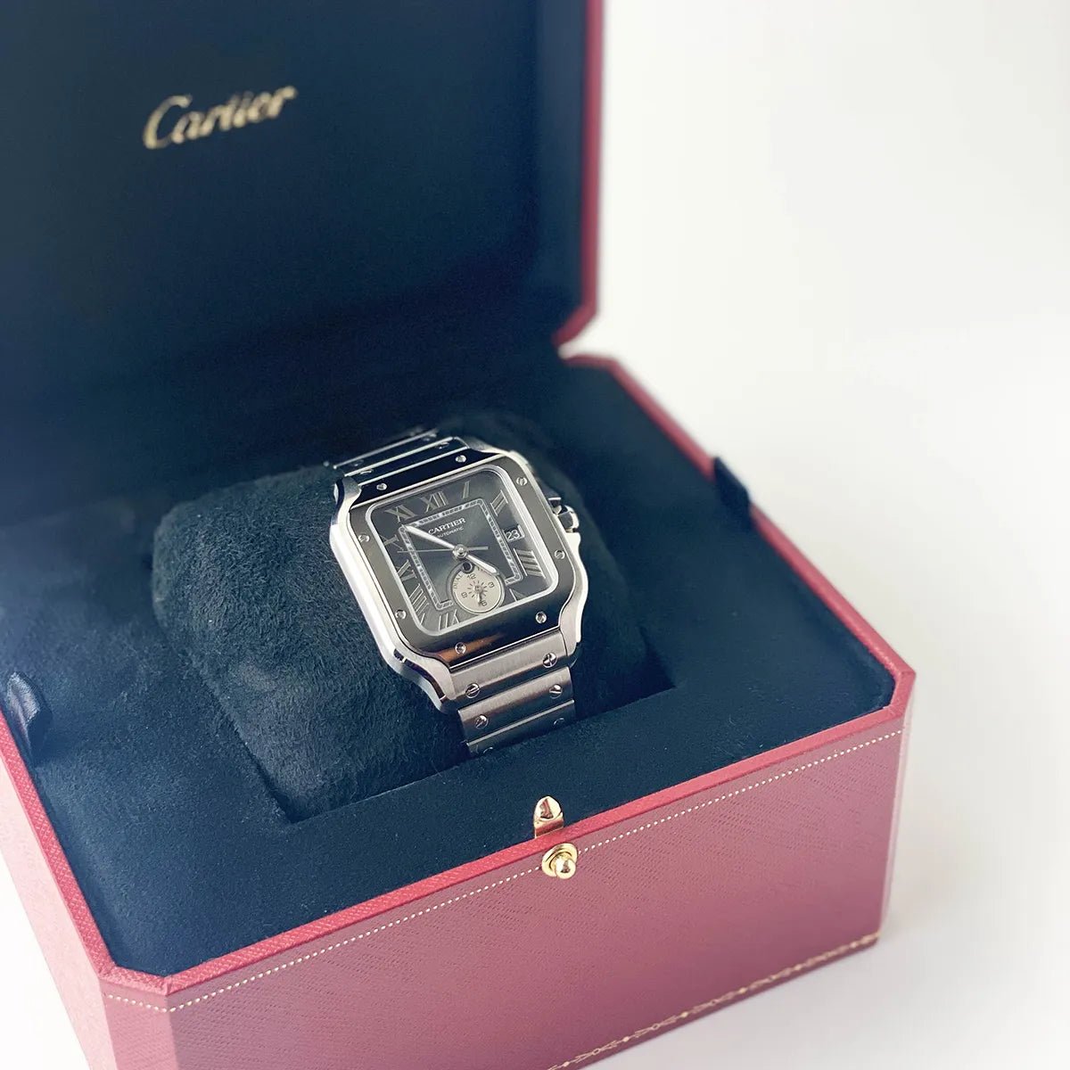 Santos De Cartier Dual Time gray Dial - Duci Watches