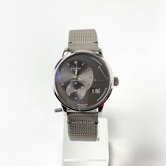 Glashütte Original PanoReserve Black 40mm textile strap with folding clasp