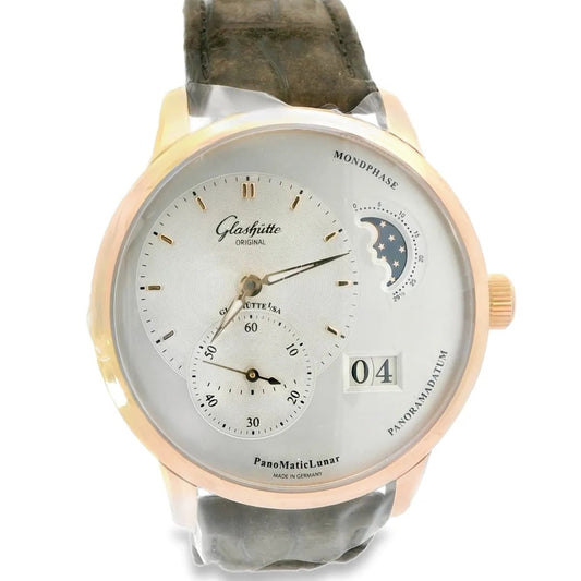 Glashütte Original PanoMaticLunar Red Gold 40mm Silver Dial - Duci Watches