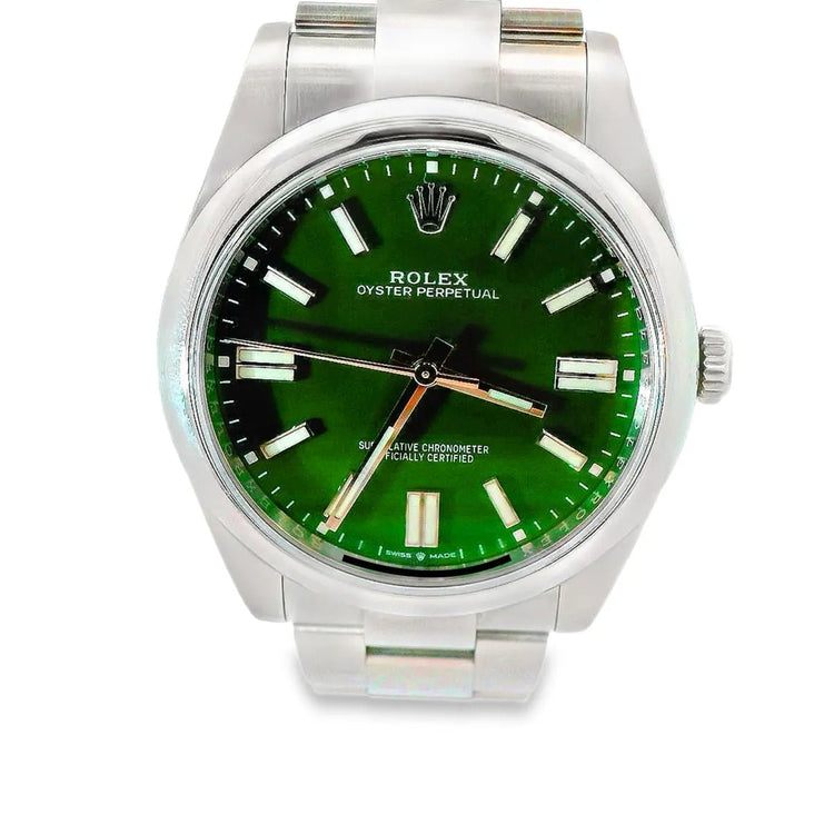Rolex Oyster Perpetual 41 Full Set green - Duci Watches