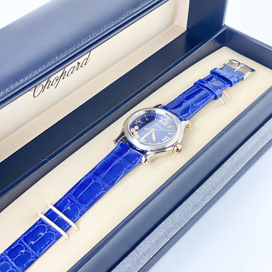 Chopard Happy Sport Diamonds Quartz 36 Mm Blau