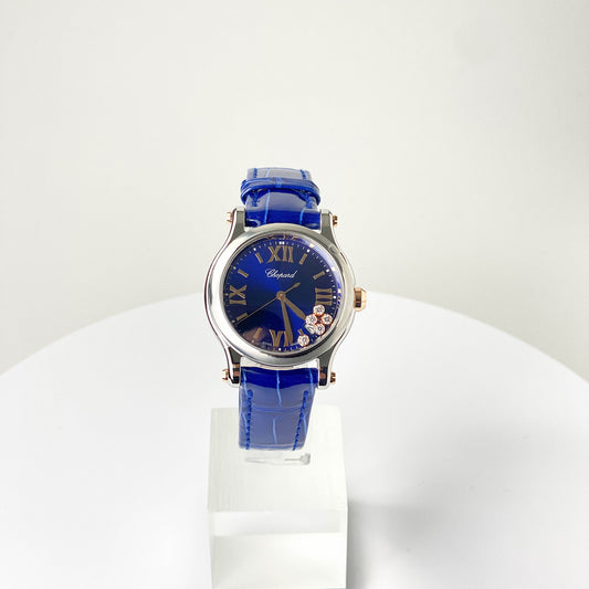 Happy Sport Diamonds Quartz 36 Mm Blau