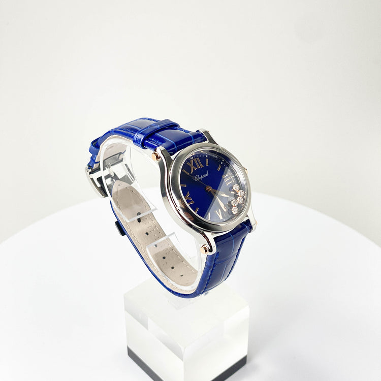 Happy Sport Diamonds Quartz 36 Mm Blau