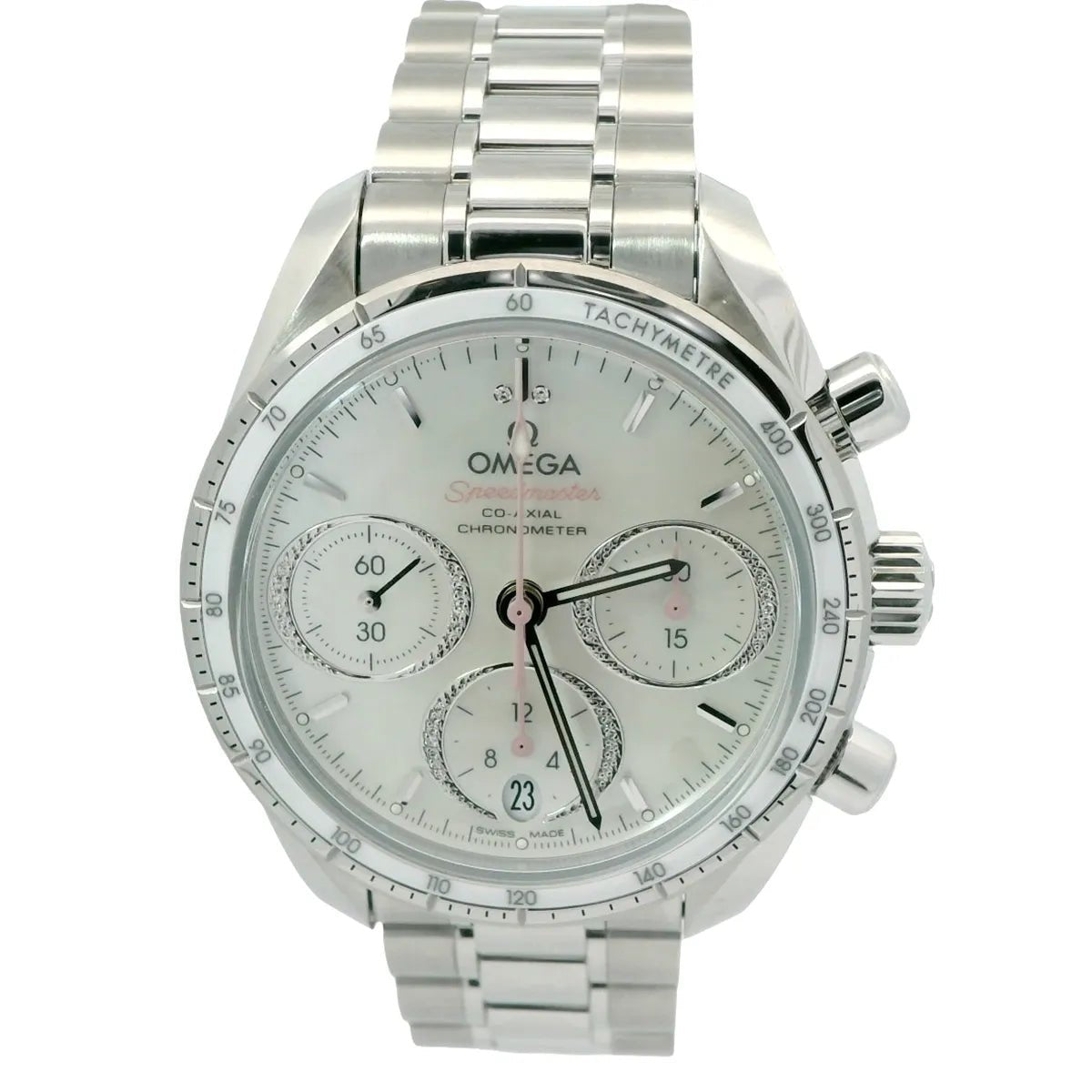 Omega Speedmaster 38 Chronograph Co - axial MOP DIal - Duci Watches