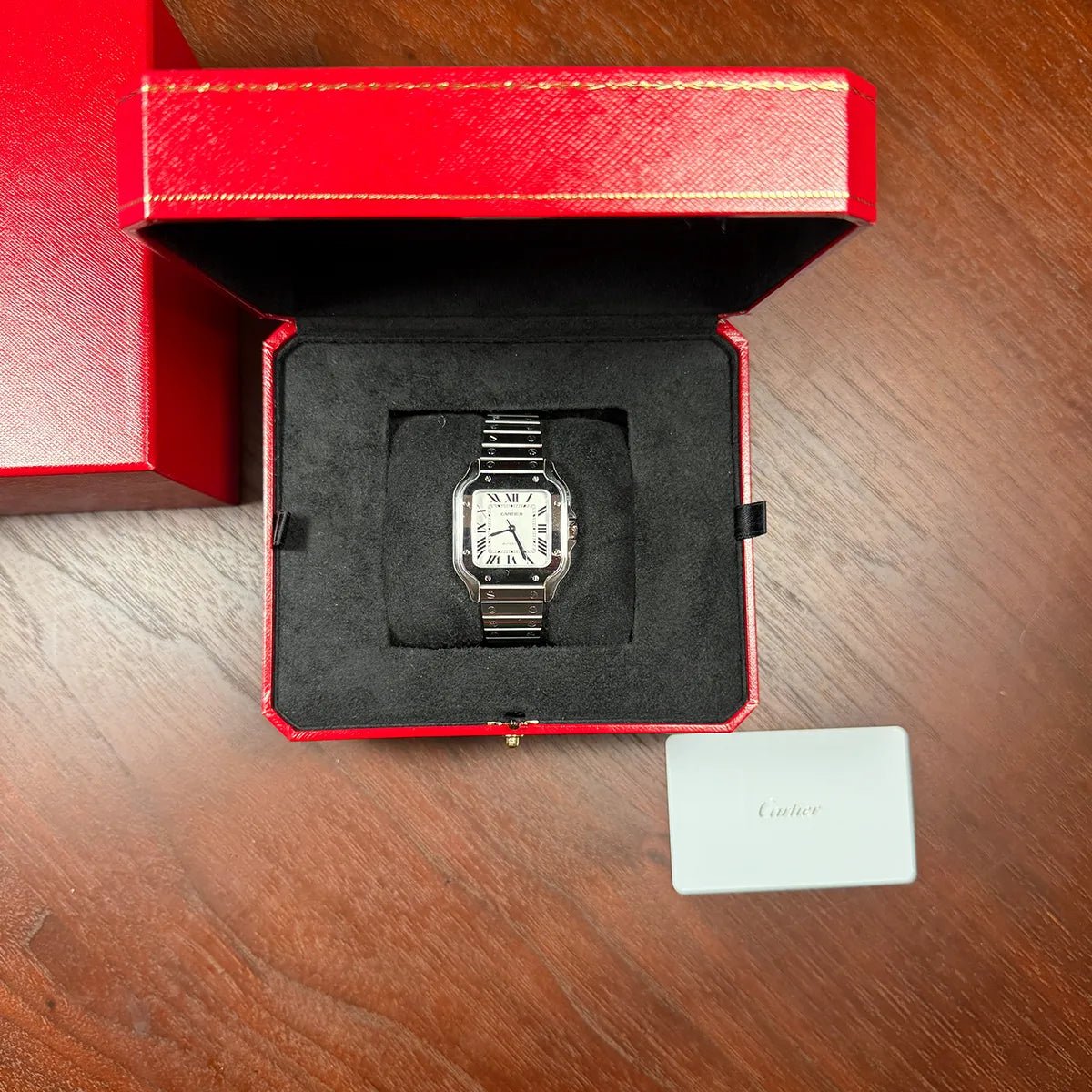 Cartier Santos De Cartier White Dial Medium - Duci Watches